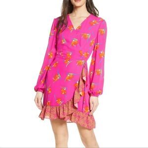CHARLES HENRY NWT Floral Long Sleeve Wrap Minidress